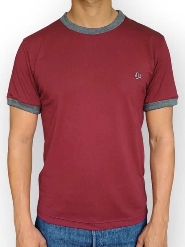 Camiseta Ringer - Vino y gris