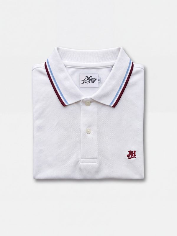 Polo mujer JH - Blanco / Azul y vino