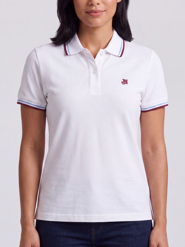 Polo mujer JH - Blanco / Azul y vino