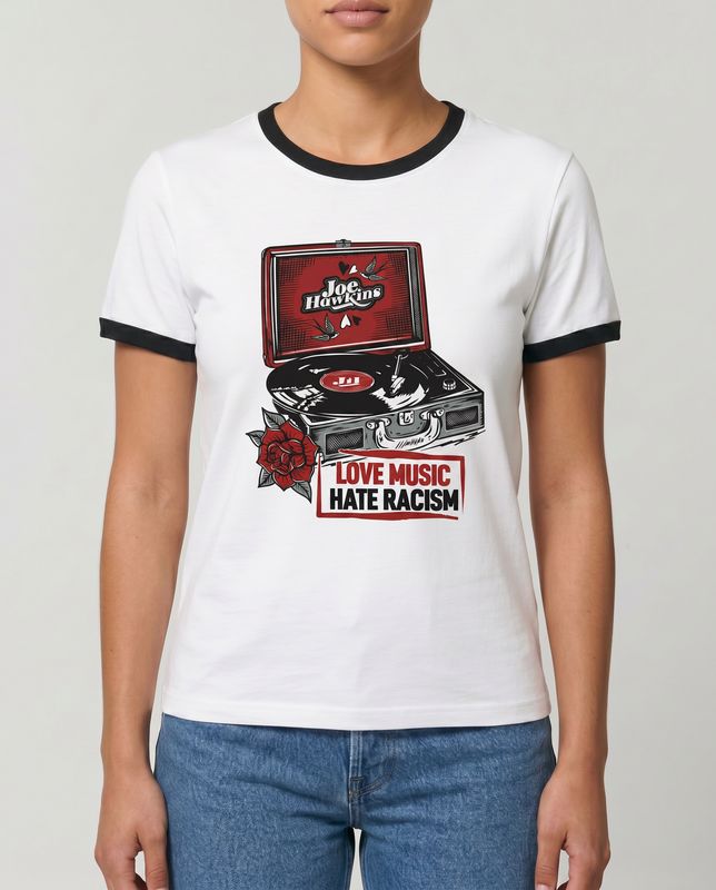 Camiseta Love Music, Hate Racism - Tocadiscos