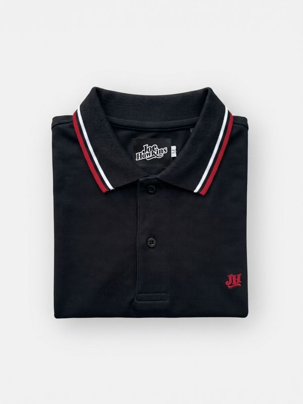 Polo JH - Negro/Rojo y blanco