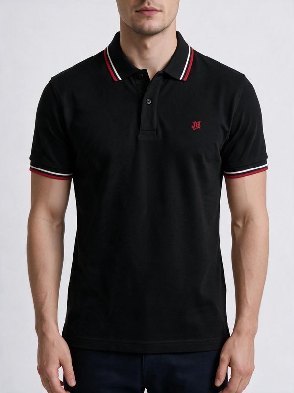 Polo JH - Negro/Rojo y blanco