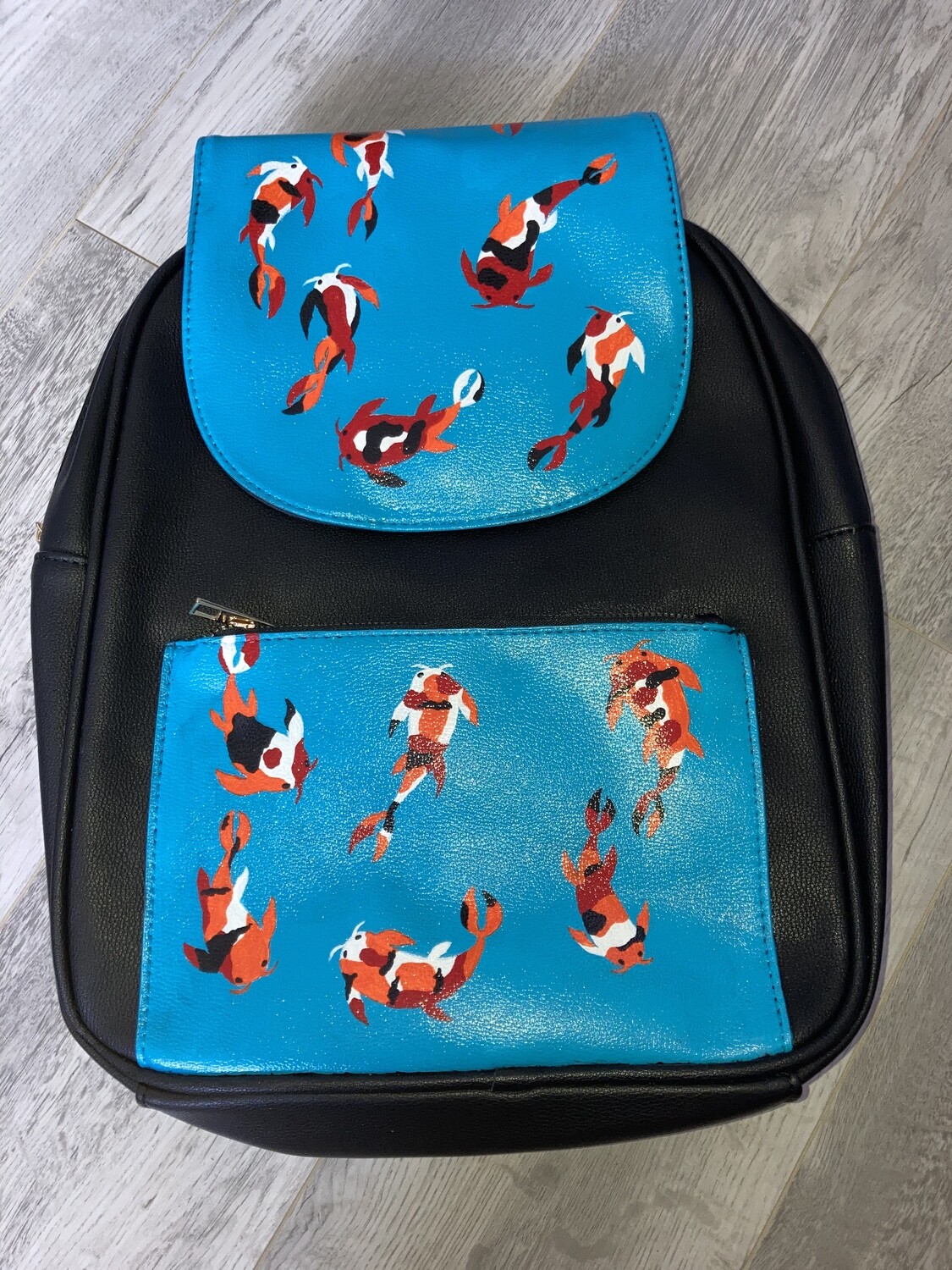 Hand Painted Koi Fish Backpack