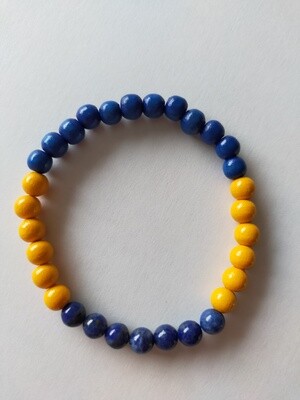 Armbandje met lapis lazuli in caminokleuren geel en blauw