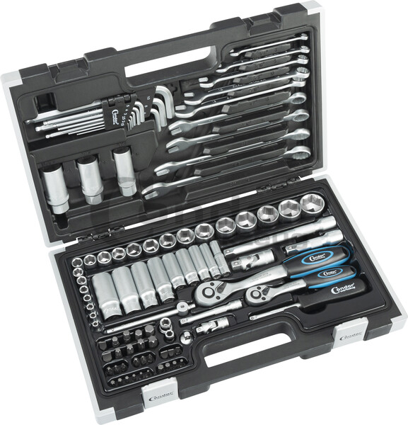 Steckschlüssel-Satz, 92-tlg.,1/4+3/8", 6-kant metrisch 4-24 mm