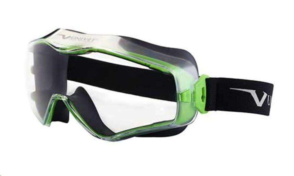 UNIVET Vollsichtbrille 6X3-00-00, klar, gunmetal/grün