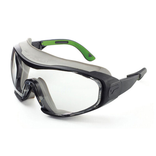 UNIVET Vollsichtbrille 6X1-00-00, klar, gunmetal/grün