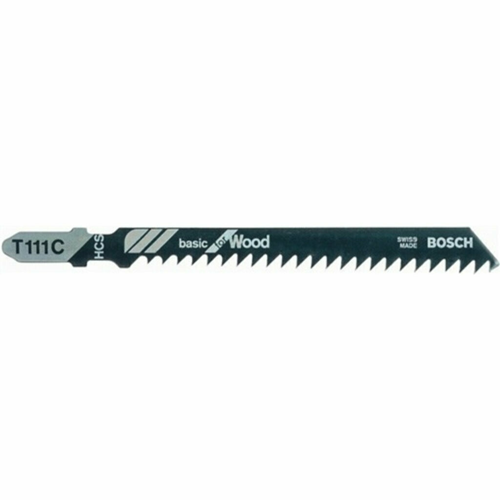 Stichsägeblatt, BOSCH  HCS  T 111 C Weichholz (4 - 50 mm), Span-, Tischler-,Faserplatten, schneller Schnitt  100 mm  5 Stück