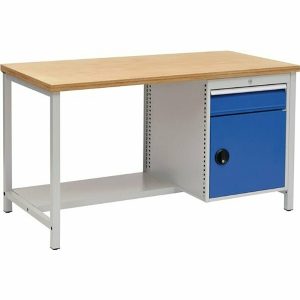 Werkbank Gestell lichtgrau B1500 T750 H859 D40 signalblau,