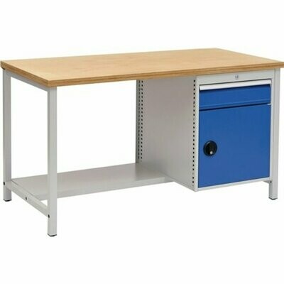 Werkbank Gestell lichtgrau B1500 T750 H859 D40 signalblau,