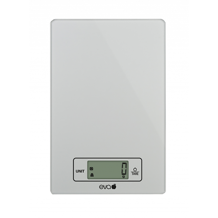 Küchenwaage digital Glas weiss 5kg eva 03 33 31