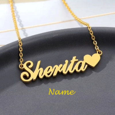 GOLD PLATED NAME PENDANT HEART FOR WOMEN &amp; GIRLS