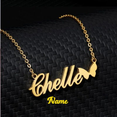 GOLD PLATED NAME PENDANT BUTTERFLY