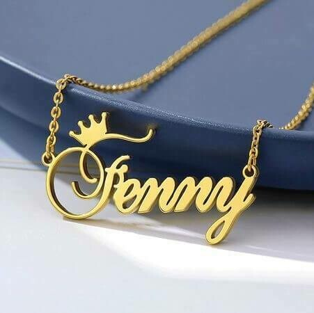 Gold Plated Crown Name Necklace