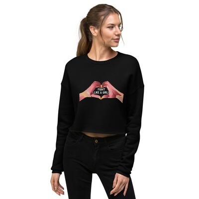 “Fight like a girl„ Crop Sweatshirt Schwarz