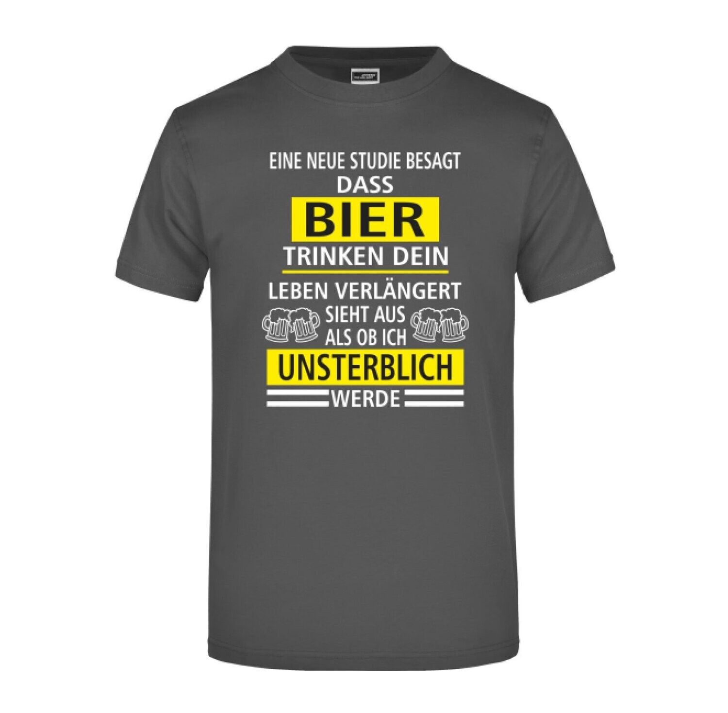 T-Shirt "BIER VERLÄNGERT LEBEN", T-Shirt-Farbe: Graphite