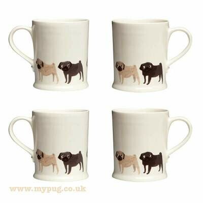 Pug Mug set of 4 by Fenella Smith