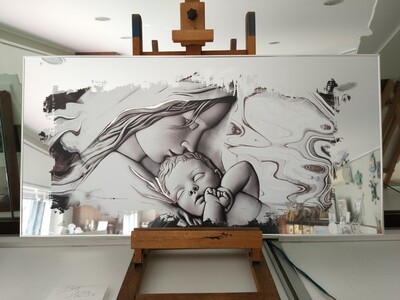 Pannello Maternità su specchio e cornice - 35x70 cm -