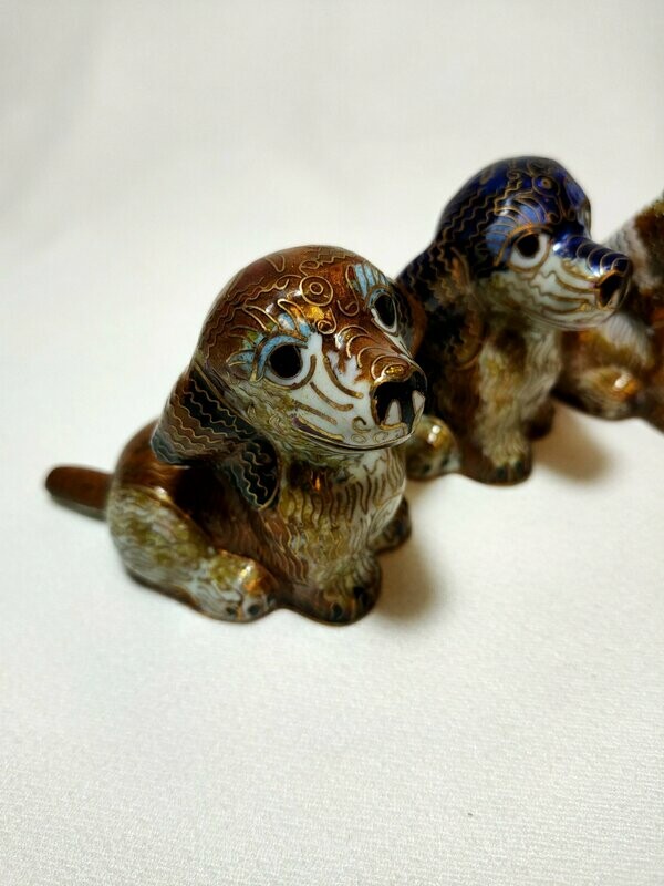Cane seduto Cloisonné - H 7,5 cm