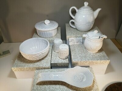 Set Completo da Cucina in Ceramica Avorio Decoro Floreale - R1C030