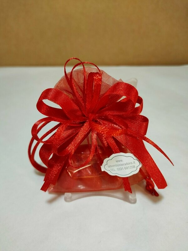 Sacchetto Organza con tirante Rosso -  H 10 cm - C0989L