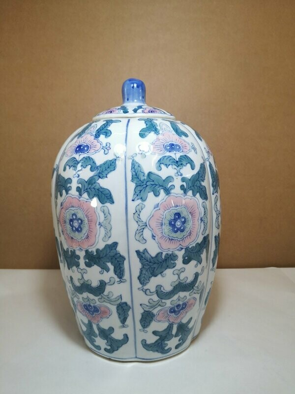 Potiche Porcellana Canton Cina decorata a mano  - H 33 cm