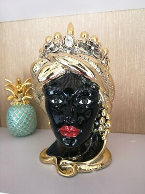 Testa Mora Nera e Oro, H 25 cm  - Art. MM0114