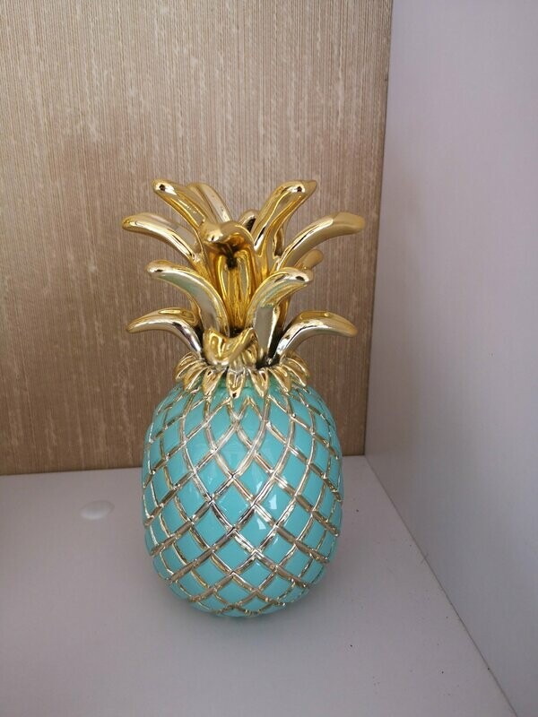 Ananas Turchese e Oro medio, H 15 cm - AN0172/1