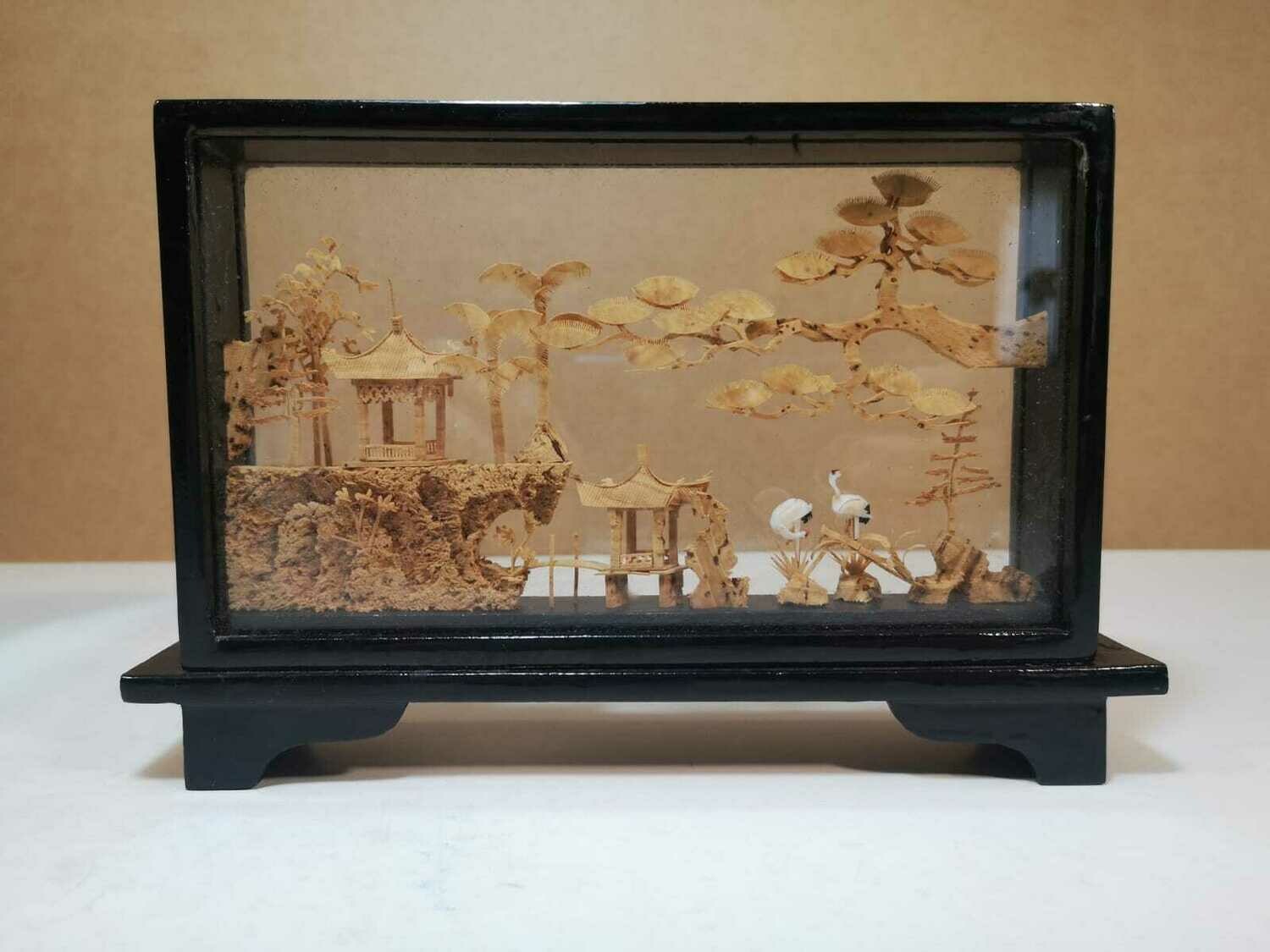 Teca  legno rettangolare diorama sughero - C3B014