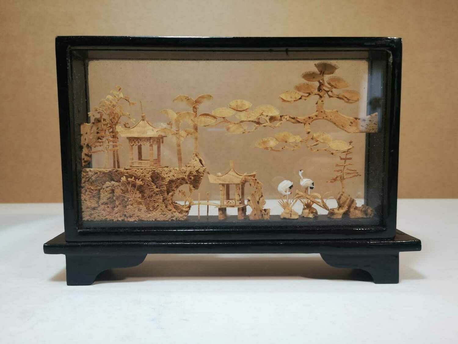 Teca legno rettangolare diorama sughero - C3B014