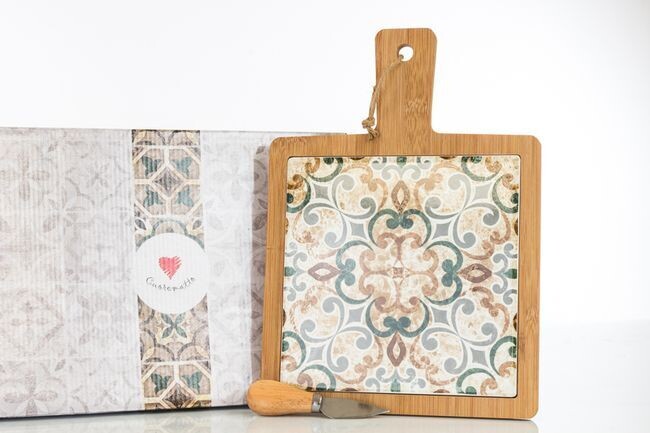 Tagliere Legno/Ceram+Coltello 33X24