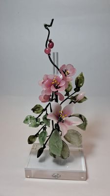 Base Plexiglass  con Fiori di Vetro, Profumatore MONT.3T/A37, A32, A44