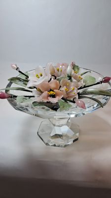 Alzata Cristallo Profumatore con Fiori di Vetro - AL17X12/10 Fiori 7 Boccioli e foglie