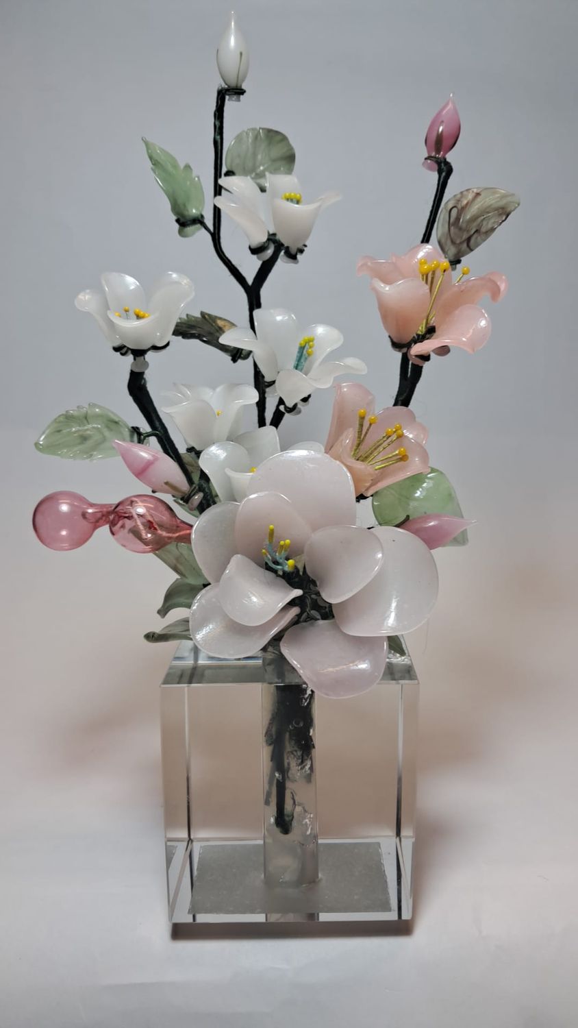 Profumatore Cubo Cristallo con Fiori di Vetro - CB6/A21+