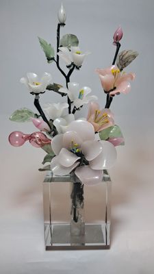 Profumatore Cubo Cristallo con Fiori di Vetro - CB6/A21+