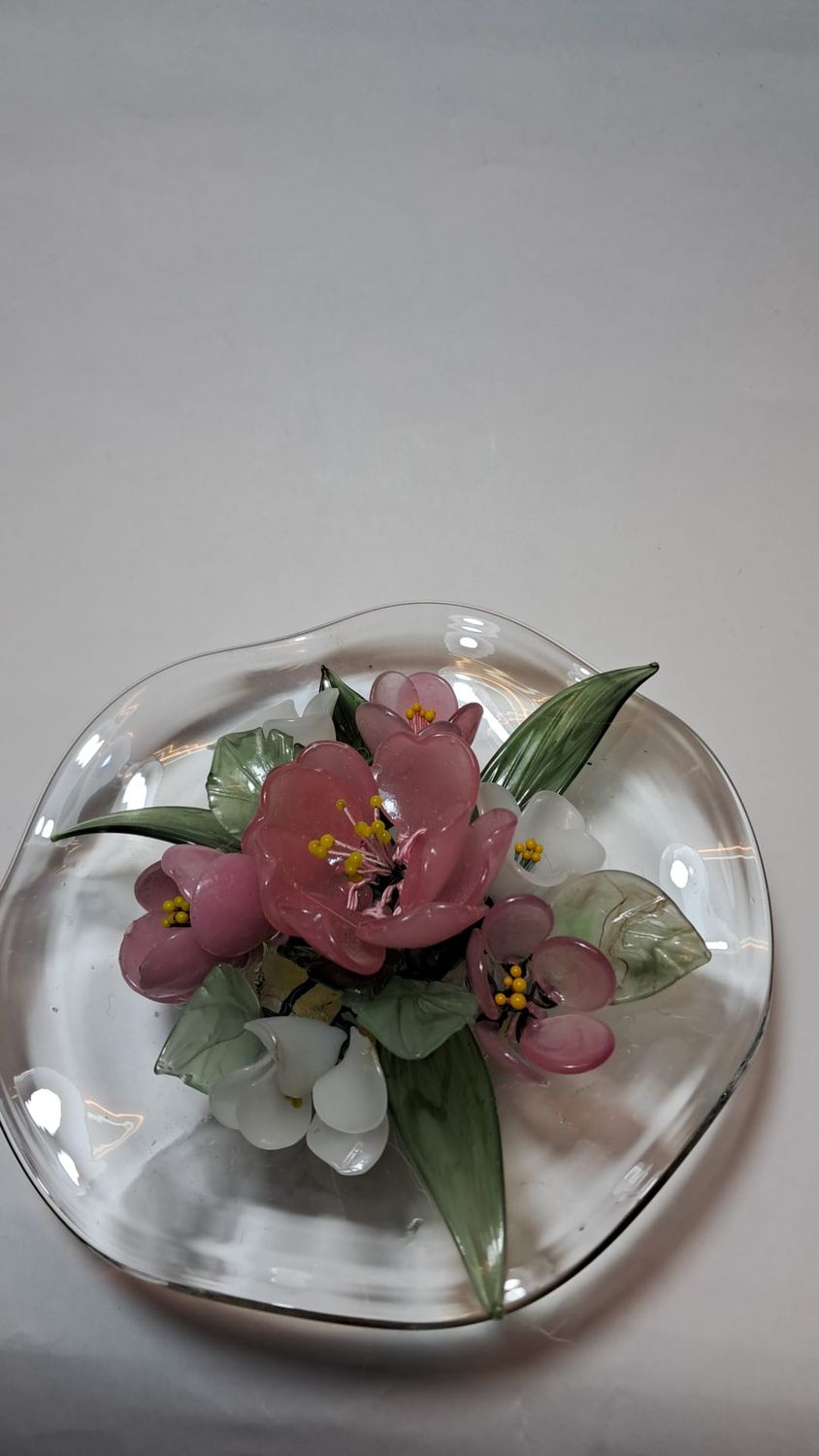 Centrino vetro, Profumatore con Fiori di Vetro - CENTR. FIORE ROSA