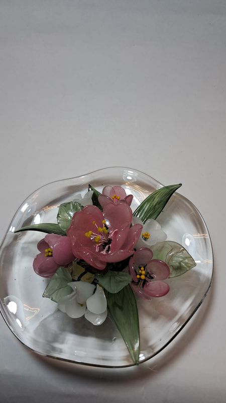 Centrino vetro, Profumatore con Fiori di Vetro - CENTR. FIORE ROSA