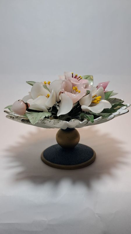 Alzatina Vetro scavo con Fiore di Vetro, Profumatore -ALZ/SCAVO 7
