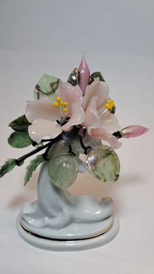 segnaposto, Profumatore con Fiori di Vetro - ALZATINA IN PORCELLANA