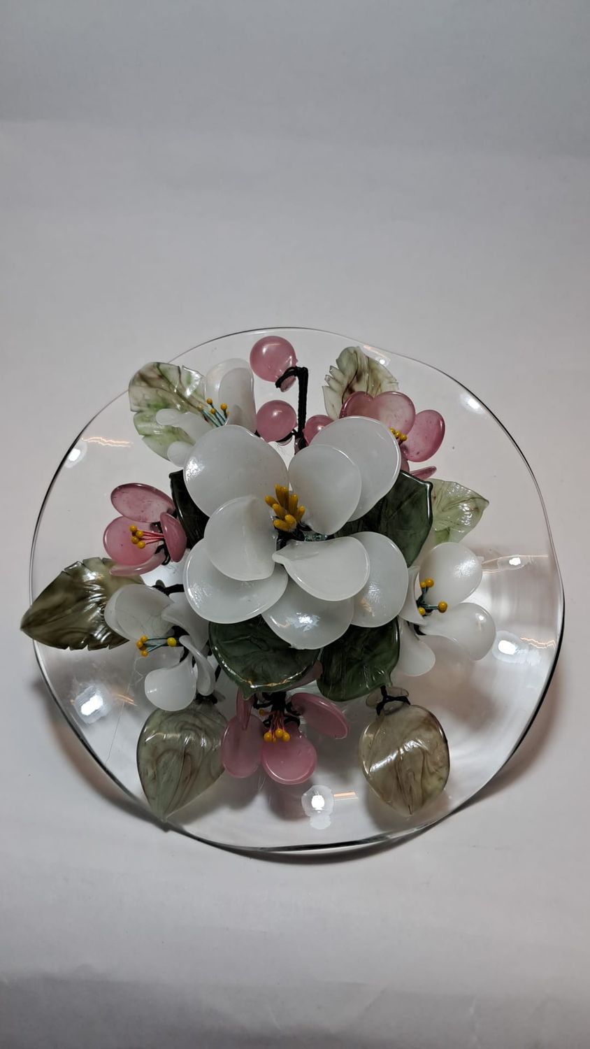 Centrino vetro, Profumatore con Fiori di Vetro - CENTR. FIORE BIANCO