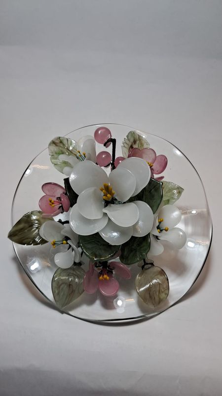 Centrino vetro, Profumatore con Fiori di Vetro - CENTR. FIORE BIANCO