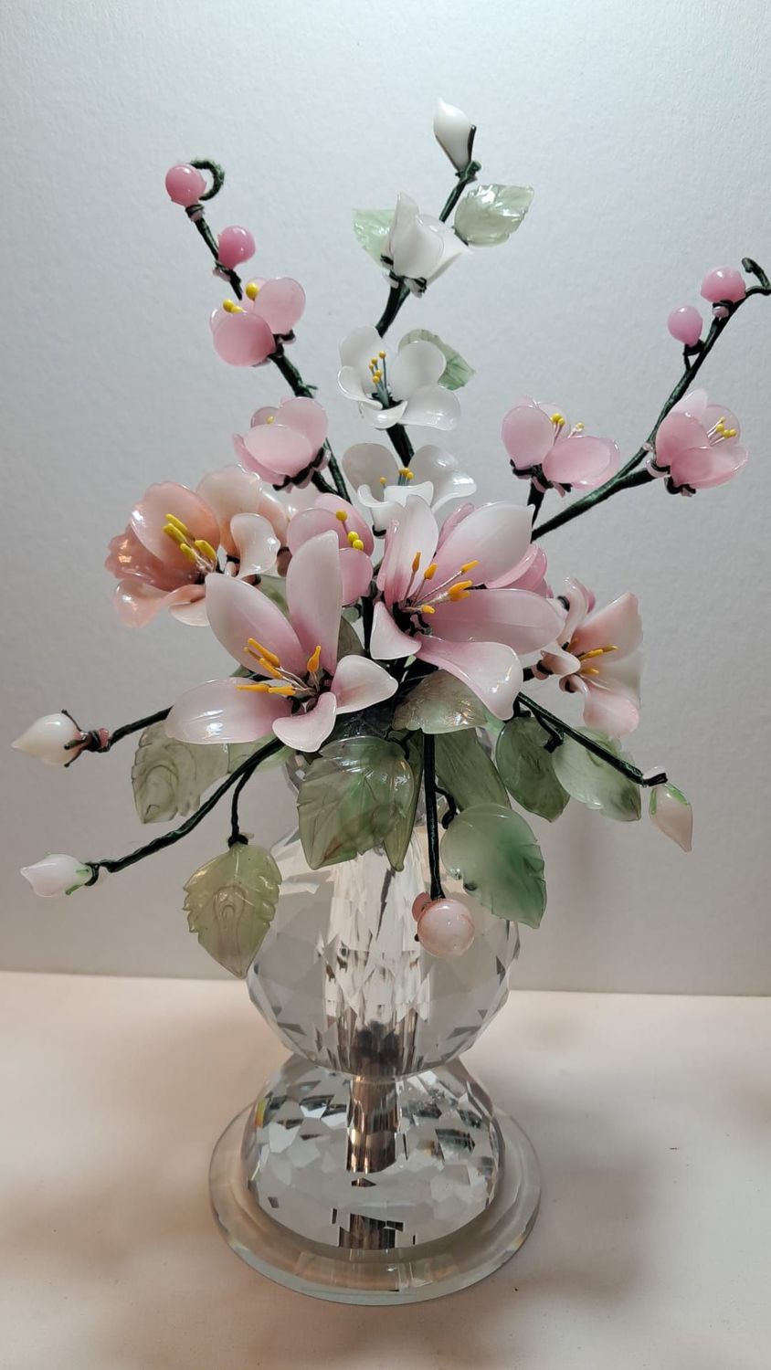 Fiori di Vetro in vaso di cristallo 15 fiori, Profumatore