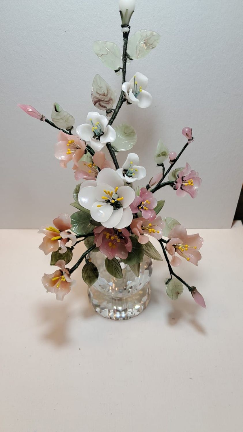 Fiori di Vetro in vaso di cristallo 13 fiori, Profumatore