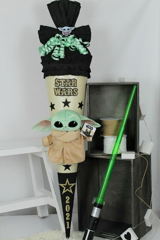 Schultüte Zuckertüte mit Star Wars Baby Yoda Mandalorian Jungen XXL