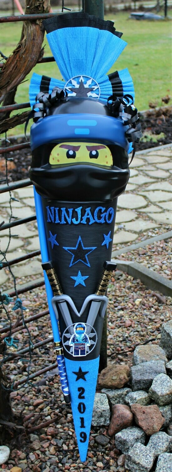Schultüte Zuckertüte mit Ninjago Jay Maske Lichtschwert Schultüte Zuckertüte mit Ninjago Jay Maske Lichtschwert
