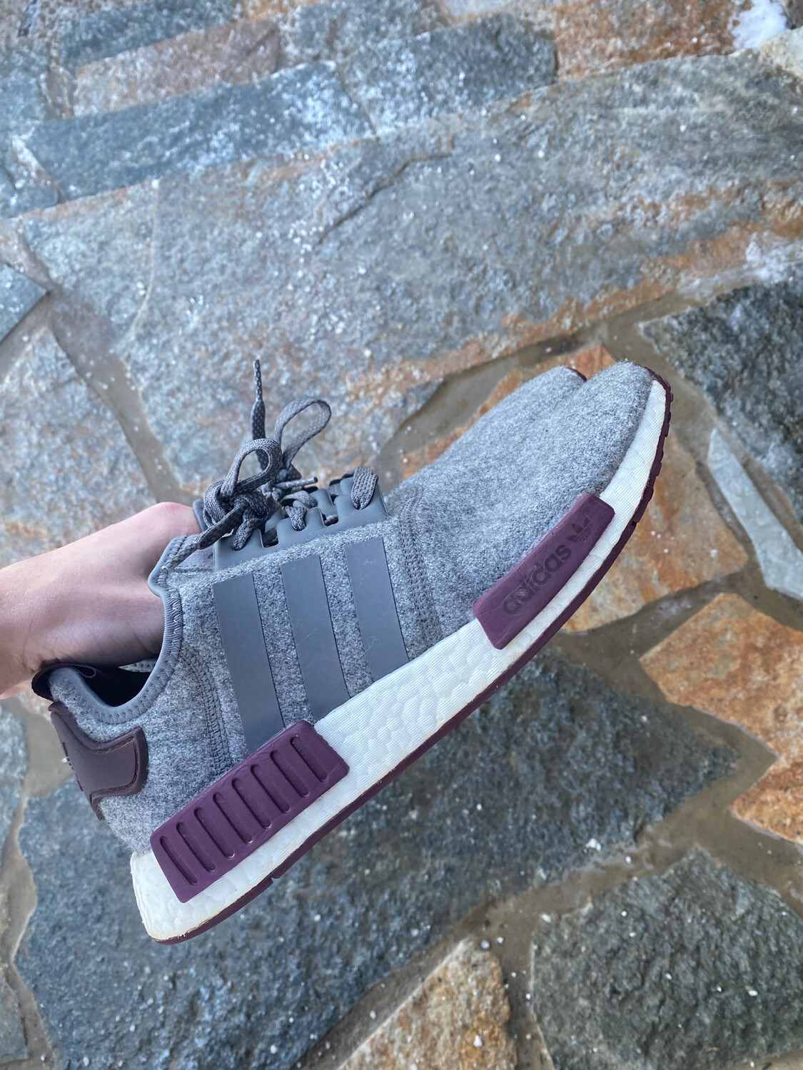 Adidas NMD R1 Wool Grey Four Maroon