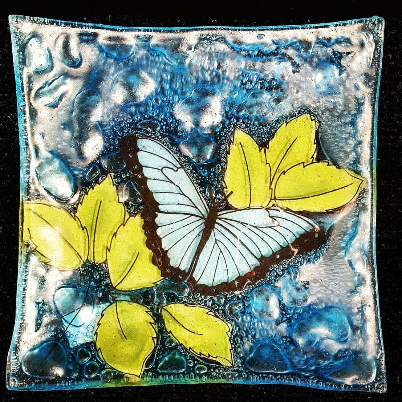 Light Blue Butterfly Slump Plate*
