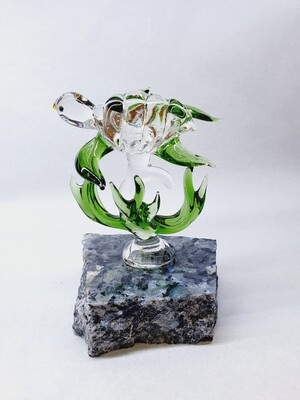 Green Turtle with Coral on Granite Base