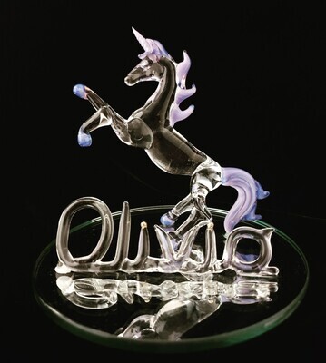 Small Unicorn with Name on Mirror