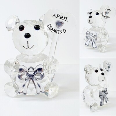 Birthday Bear - 04 - APRIL* -Cut Glass Crystal-